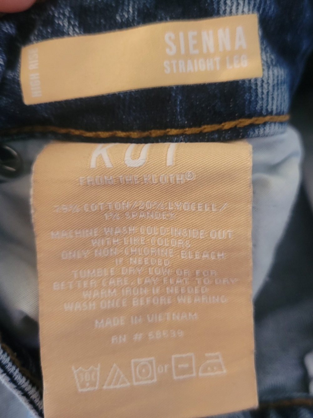 Kut from the Kloth Mid-Blue Straight Leg Jeans with Dark Side Stripes - Picture 5 of 5